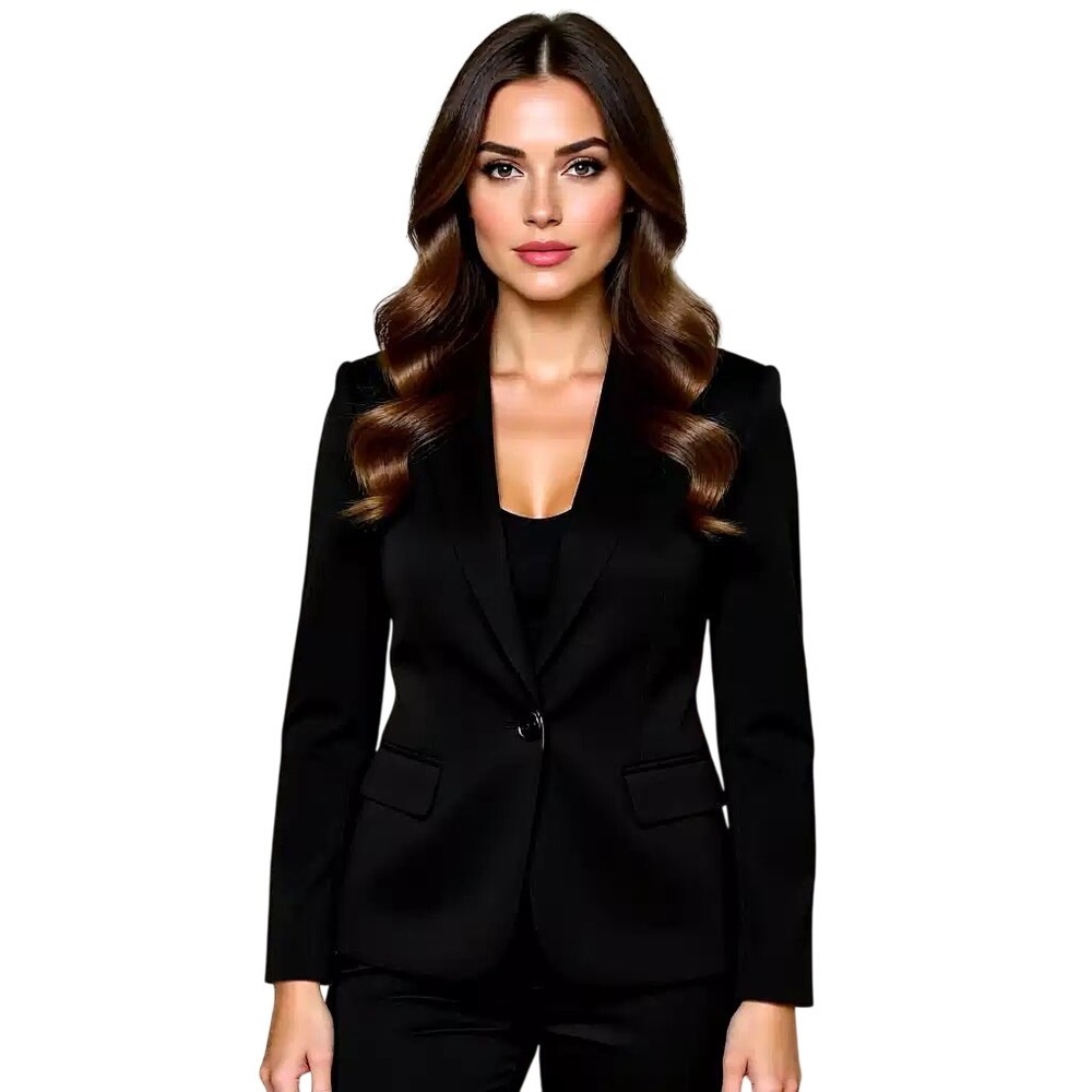 Anne Klein $139 Womens Black One‎ Button Blazer Jacket Size M NWT